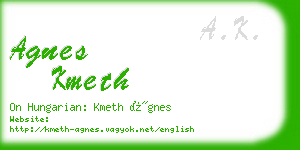 agnes kmeth business card